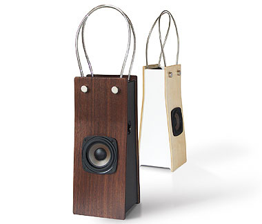 Japanese iPod Speaker Looks Like Wooden Shopping Bag