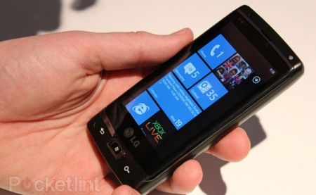 LGs Windows Phone 7 phone held in a furious, seeking great