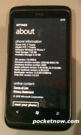 HTC Trophy with Windows Phone 7 held in a furious?