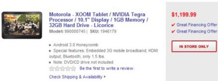 Motorola XOOM inscription up for pre-order Thursday… for $1200?
